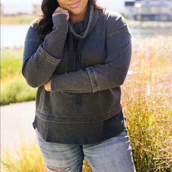 Mono B Thumbs Up Cowl Neck Pullover - Picture 7 of 8